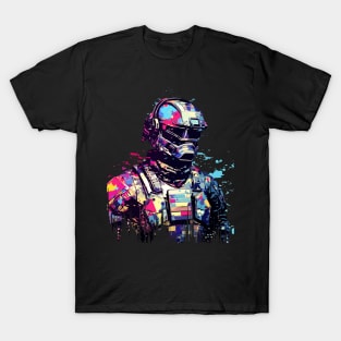 Firefighter Portrait Brave Fireman Abstract T-Shirt